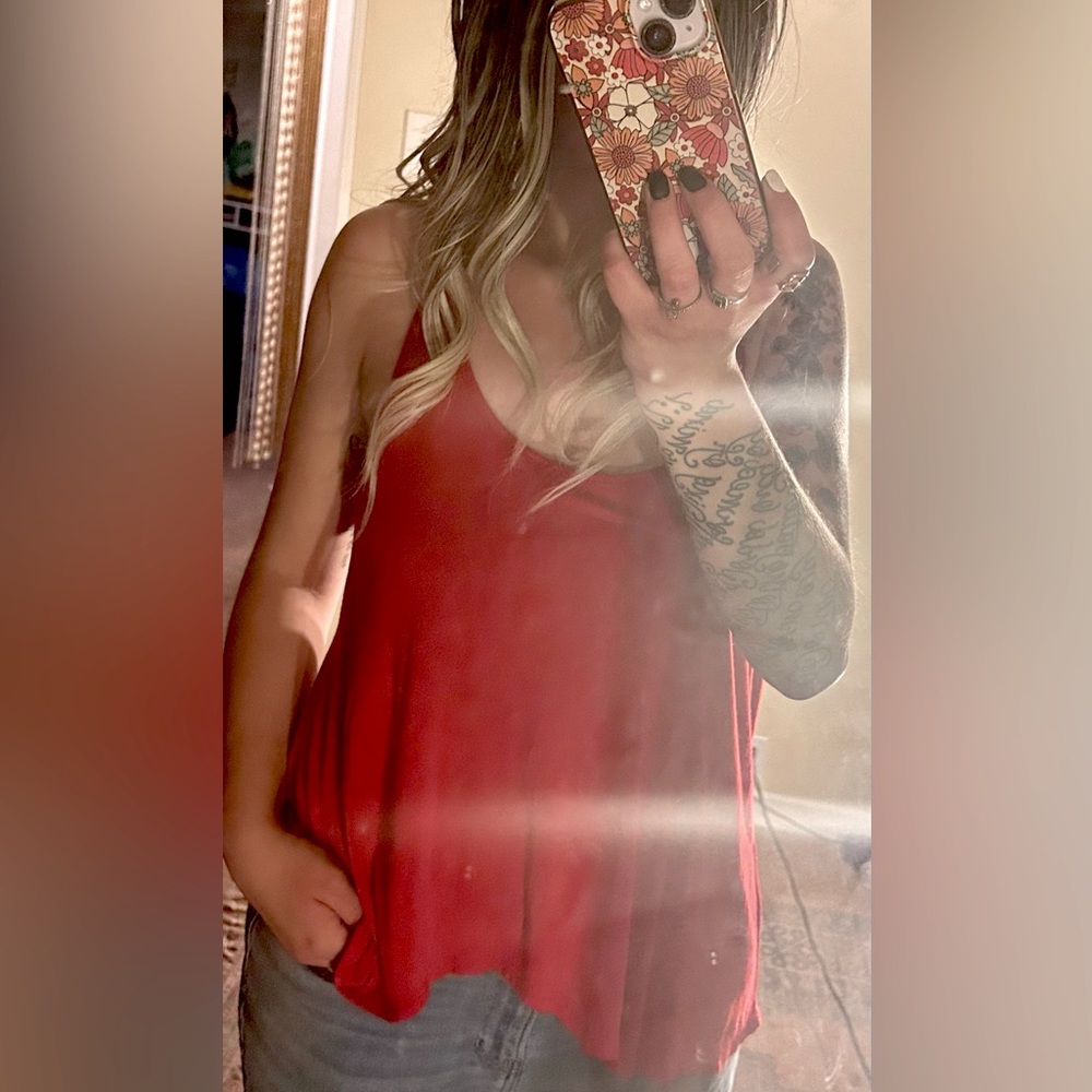 Red Loose Fitting Red Tank/Possible Crop Top! Size Small